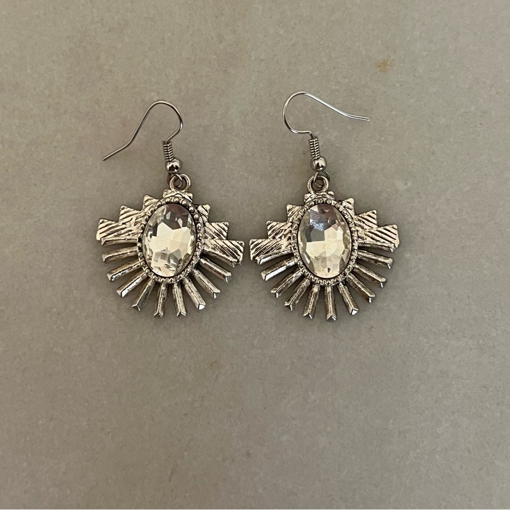 Vintage Silver Tone Dangle Statement Earrings - image 6